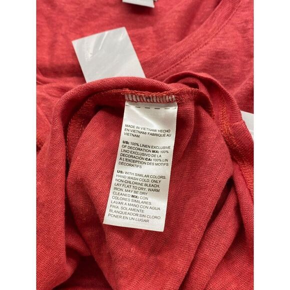 Chico's NWT Linen Fringe Sleeve Tee Top Short Sleeve Chrysanthemum Coral Size 0 - Picture 8 of 10